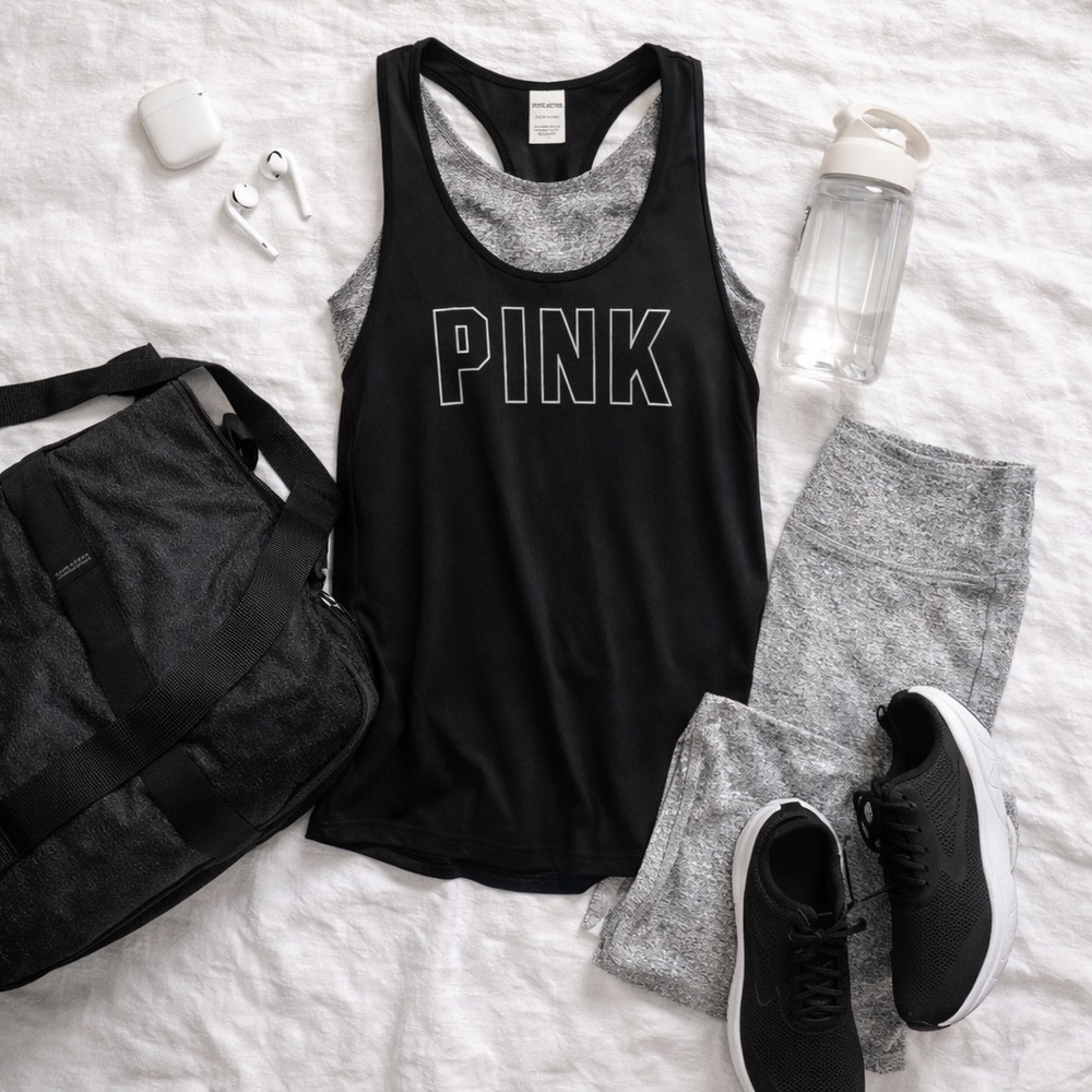 PINK Victoria's Secret Black Racerback Tank